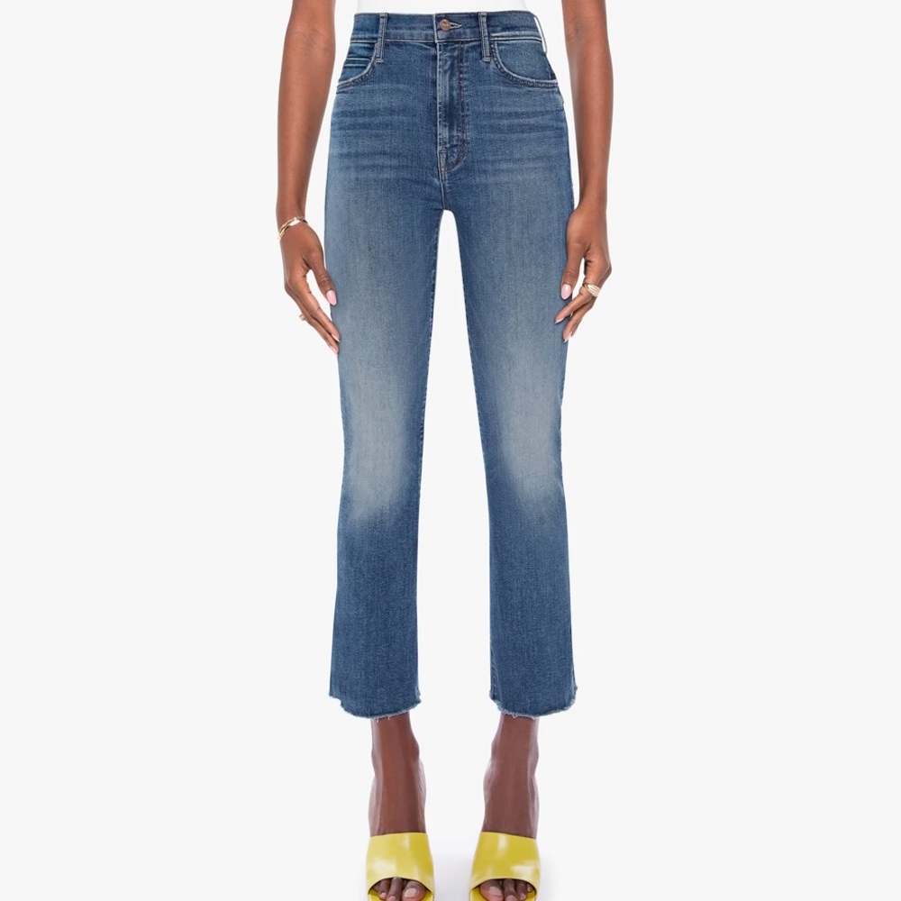 MOTHER Blue Cropped Flare Jeans - Picture 2 of 11